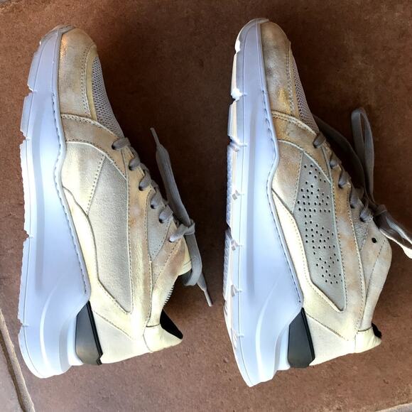 P448 Chunky Leia Silver and Gold Metallic Suede and Mesh Sneakers size 39 - Picture 6 of 14